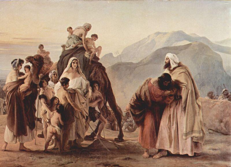 Francesco Hayez Zusammentreffen von Jakob und Esau Spain oil painting art